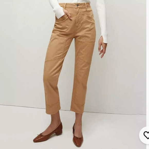 Veronica Beard Pants - Veronica Beard- Arya Straight Leg Crop High Rise Khaki Pants - 24